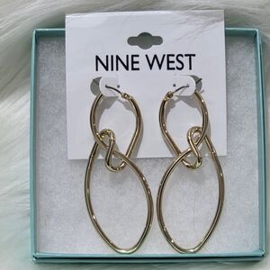Nine West Gold-Tone Twisted Hoop Earrings